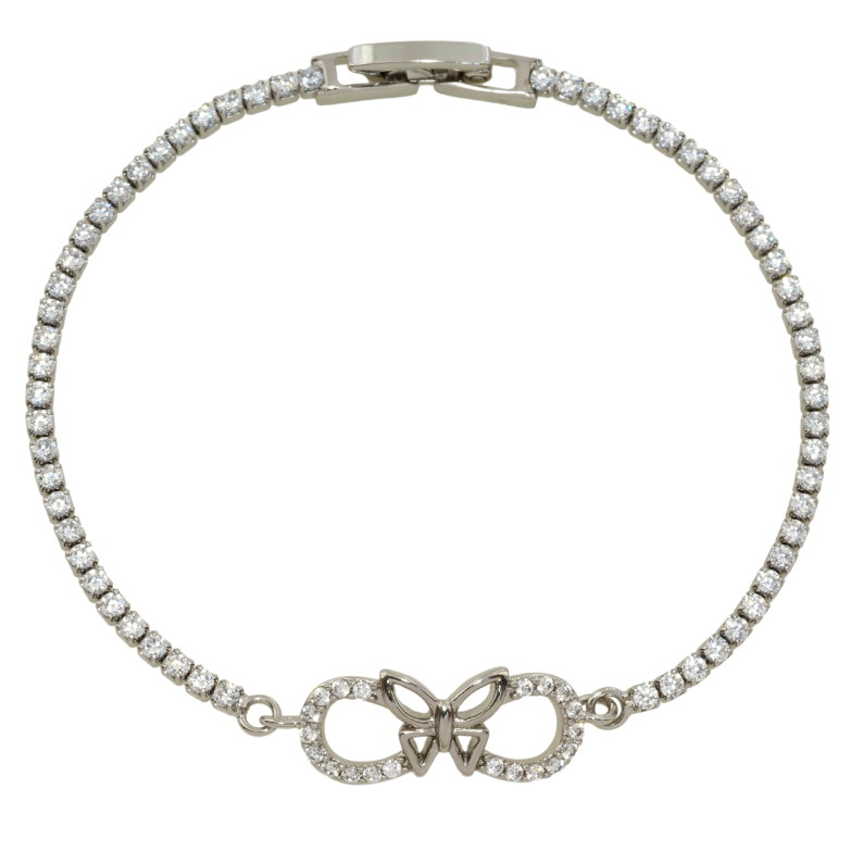 Браслет Xuping Родий Дорожка циркония с бабочкой длина 17см х 2мм фото №1