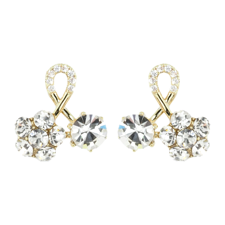 Сережки Xuping QQMM Позолота 14K пусети Петелі з кристалами фото №1 Сережки Xuping QQMM Позолота 14K пусети Петелі з кристалами фото №1