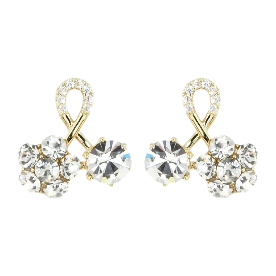 Сережки Xuping QQMM Позолота 14K пусети Петелі з кристалами фото №1 Сережки Xuping QQMM Позолота 14K пусети Петелі з кристалами фото №1