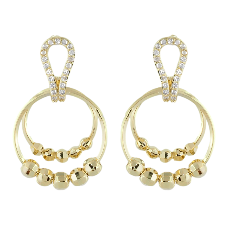 Серьги Xuping QQMM Позолота 14K пусеты Декоративные кольца с цирконием фото №1