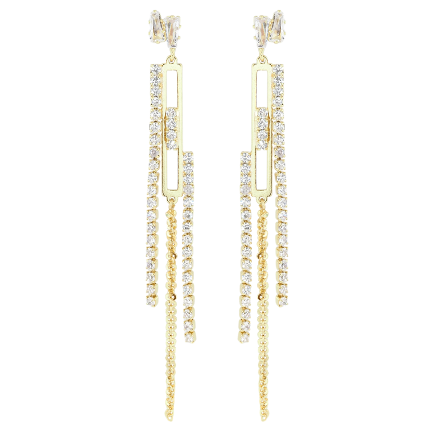 Сережки Xuping QQMM Позолота 14K пусети Підвіски з доріжками цирконію фото №1 Сережки Xuping QQMM Позолота 14K пусети Підвіски з доріжками цирконію фото №1