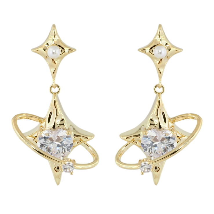 Сережки Xuping QQMM Позолота 14K пусети Зіркові підвіски з фіанітами фото №10 Сережки Xuping QQMM Позолота 14K пусети Зіркові підвіски з фіанітами фото №10