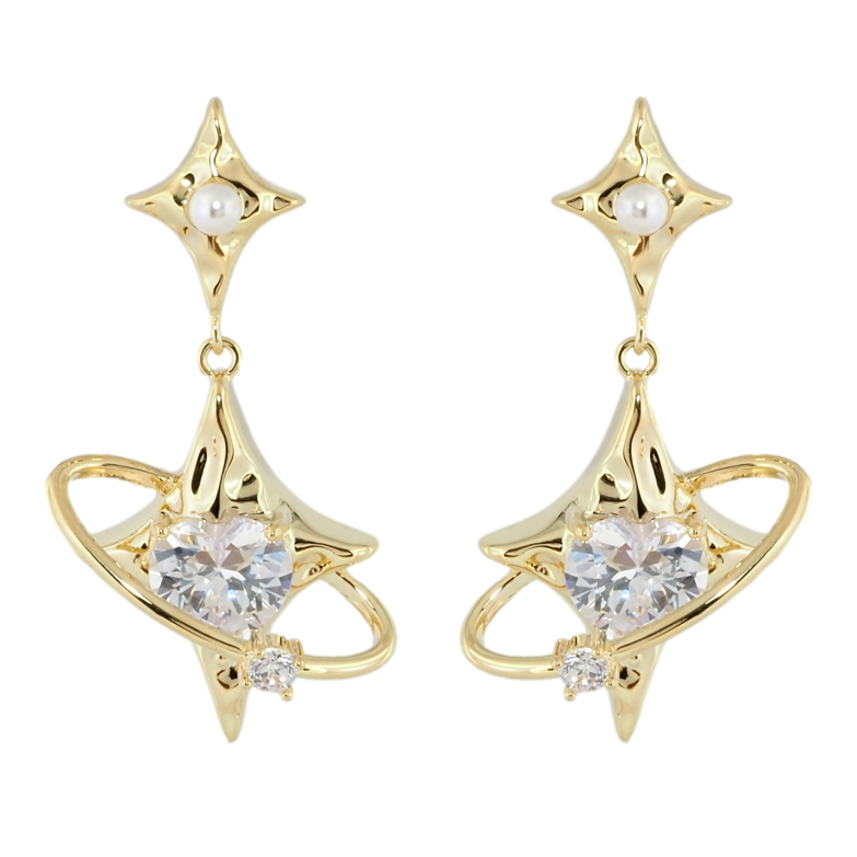 Сережки Xuping QQMM Позолота 14K пусети Зіркові підвіски з фіанітами фото №1 Сережки Xuping QQMM Позолота 14K пусети Зіркові підвіски з фіанітами фото №1