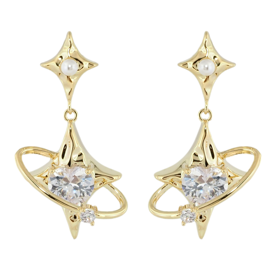 Сережки Xuping QQMM Позолота 14K пусети Зіркові підвіски з фіанітами фото №1 Сережки Xuping QQMM Позолота 14K пусети Зіркові підвіски з фіанітами фото №1