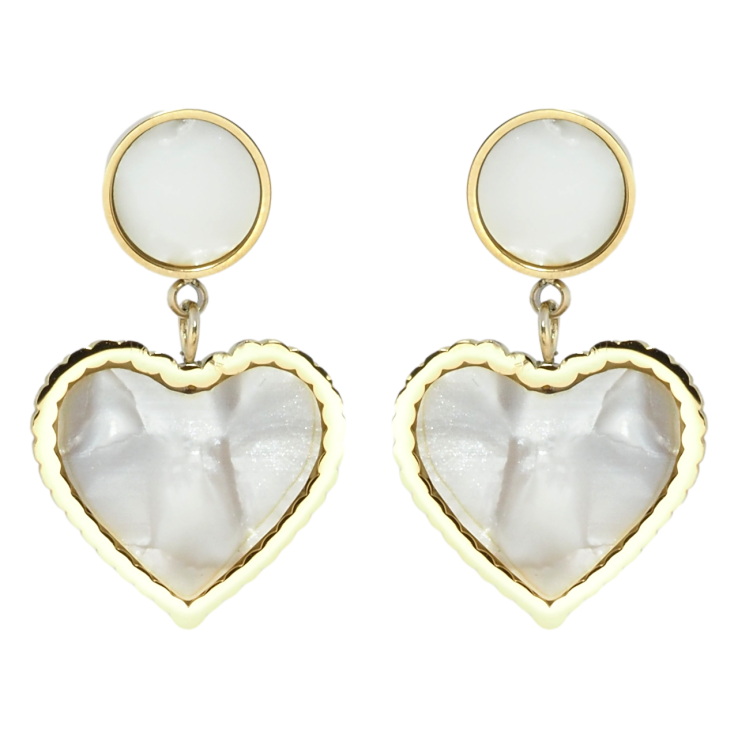 Серьги Xuping TTM Stainless Steel цвет 14K пусеты Перламутровые сердечки фото №6