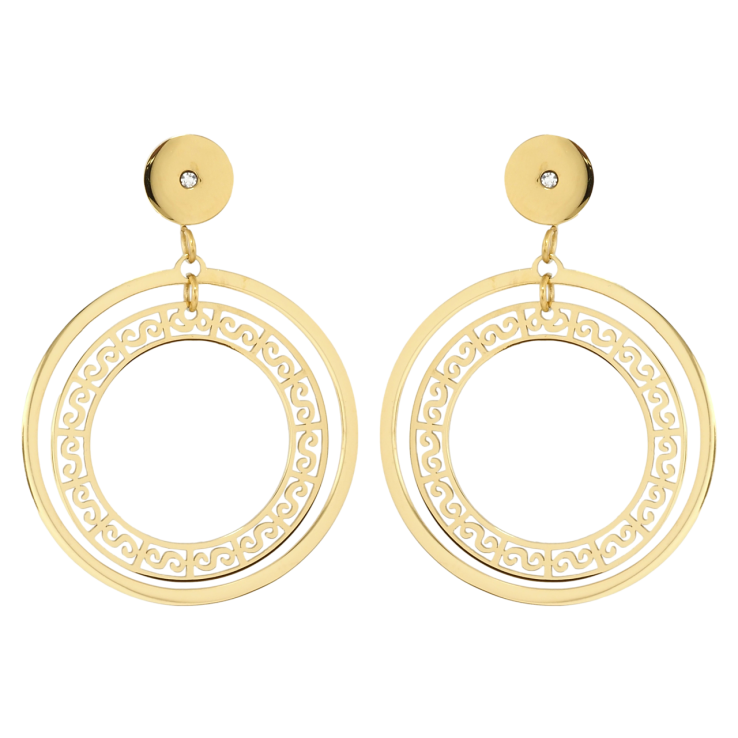 Сережки Xuping TTM Stainless Steel колір 14K пусети Кільця з різьбленим візерунком фото №12