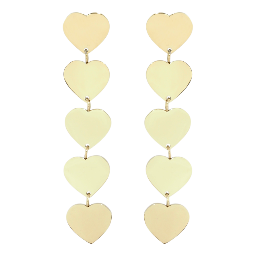 Сережки Xuping TTM Stainless Steel колір 14K пусети Підвіски серця фото №1