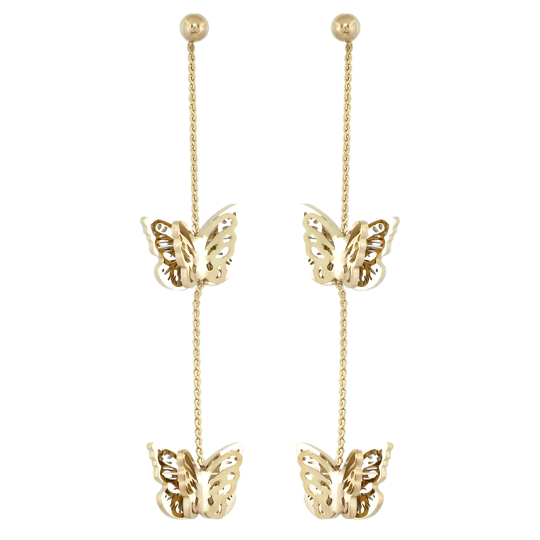 Сережки Xuping TTM Stainless Steel колір 14K пусети Підвіски метелики фото №1