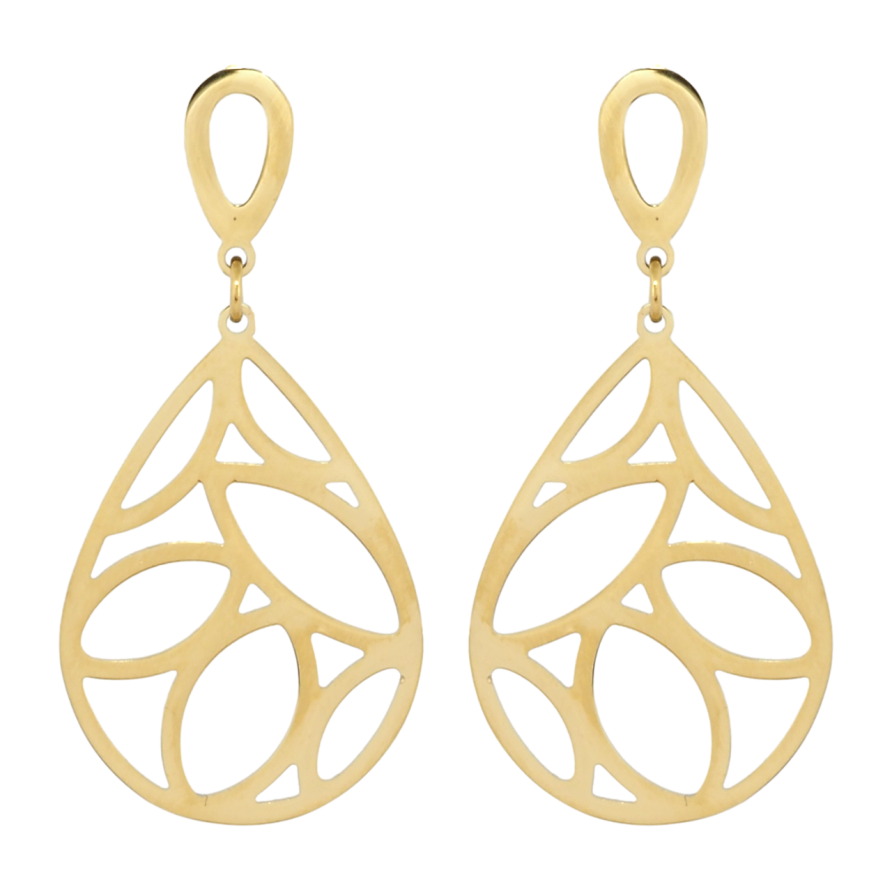 Сережки Xuping TTM Stainless Steel колір 14K пусети Підвіски крапельки з різьбленим візерунком фото №1