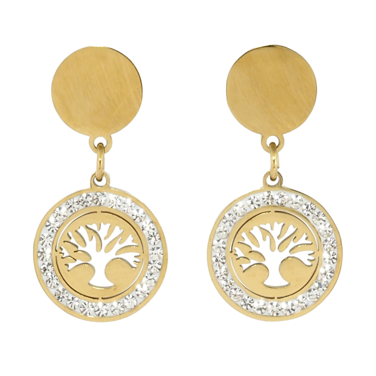 Сережки Xuping TTM Stainless Steel колір 14K пусети Дерево життя фото №15