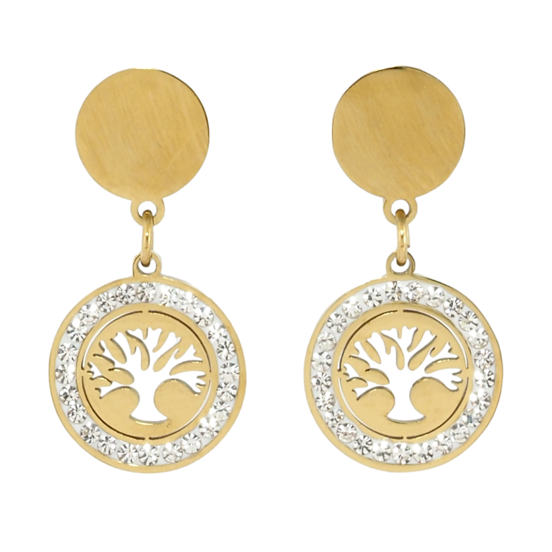 Серьги Xuping TTM Stainless Steel цвет 14K пусеты Древо жизни фото №1 Серьги Xuping TTM Stainless Steel цвет 14K пусеты Древо жизни фото №1