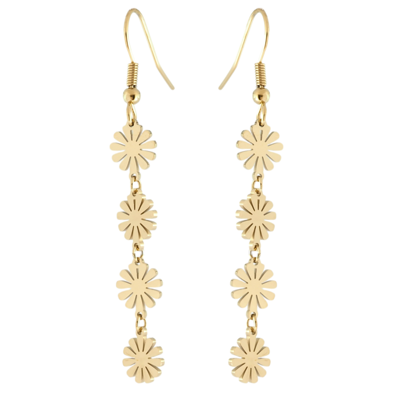 Сережки Xuping TTM Stainless Steel колір 14K французький замок Квіткові підвіски фото №1