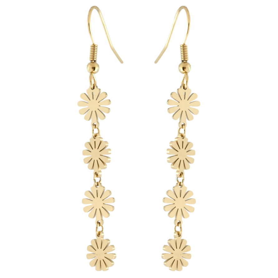 Серьги Xuping TTM Stainless Steel цвет 14K французский замок Цветочные подвески фото №1