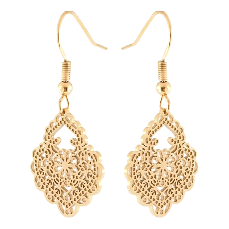 Сережки Xuping TTM Stainless Steel колір 18K французький замок Ажурні підвіски фото №1