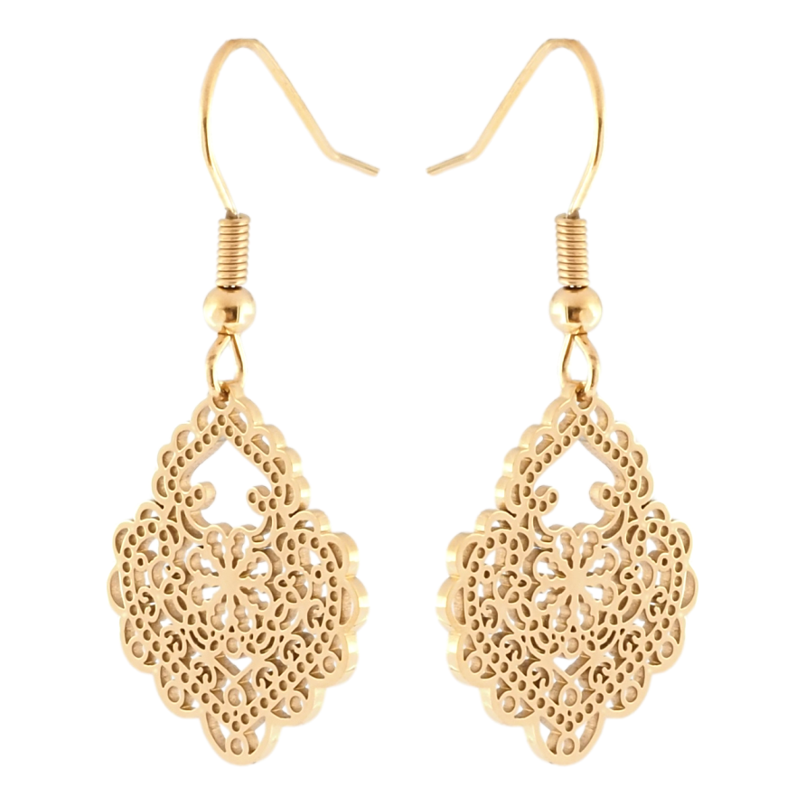 Сережки Xuping TTM Stainless Steel колір 18K французький замок Ажурні підвіски фото №1