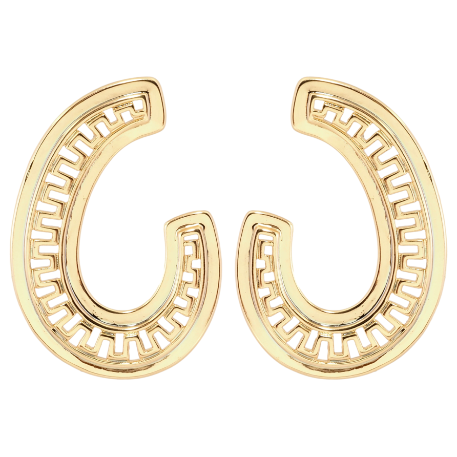 Сережки Xuping Позолота 18K пусети Декоративні з різьбленим орнаментом фото №1