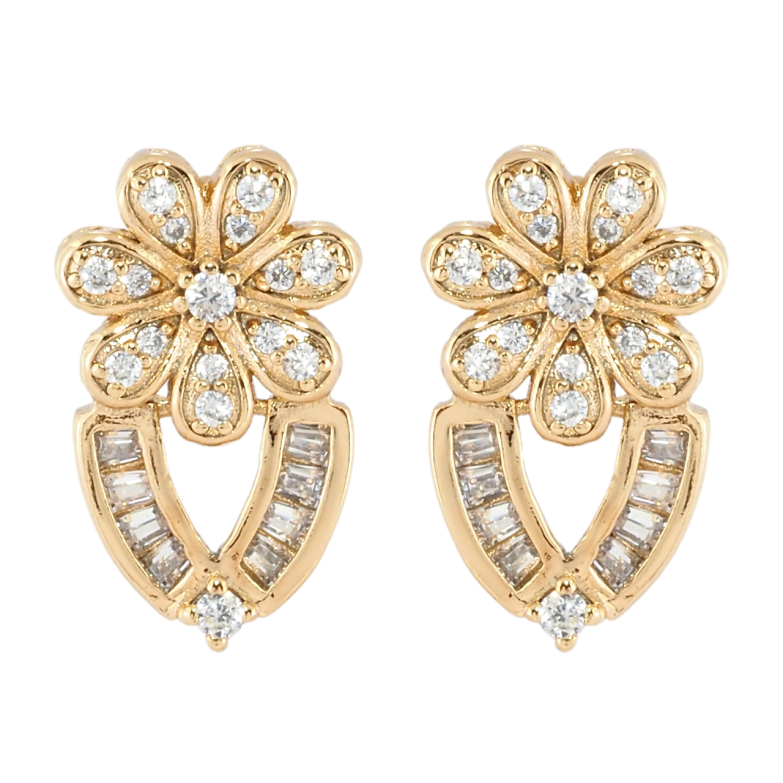 Сережки Xuping Позолота 18K пусети Квітковий орнамент з цирконієм фото №1
