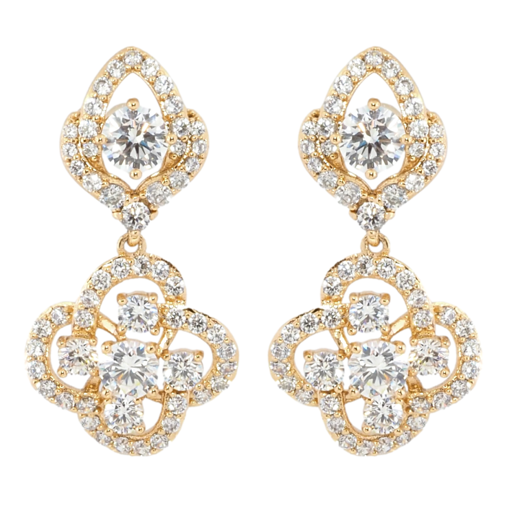 Сережки Xuping Позолота 18K пусети Фігурні кришталеві підвіски фото №21