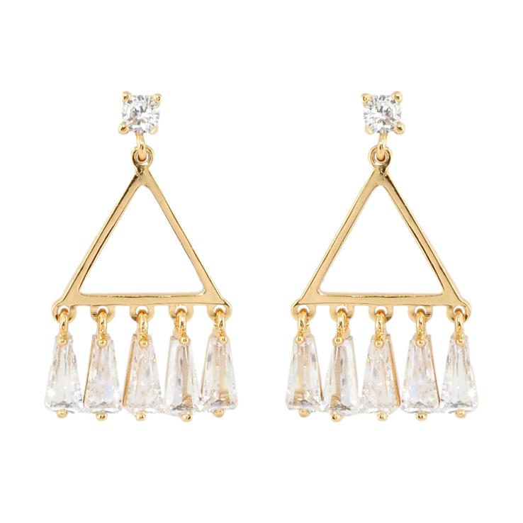 Сережки Xuping Позолота 18K пусети Трикутники з кристальними підвісками фото №24
