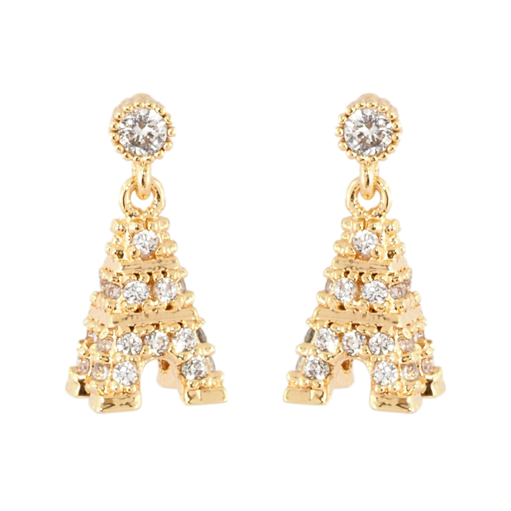Серьги Xuping Позолота 18K пусеты Эйфелева башня с цирконием фото №11