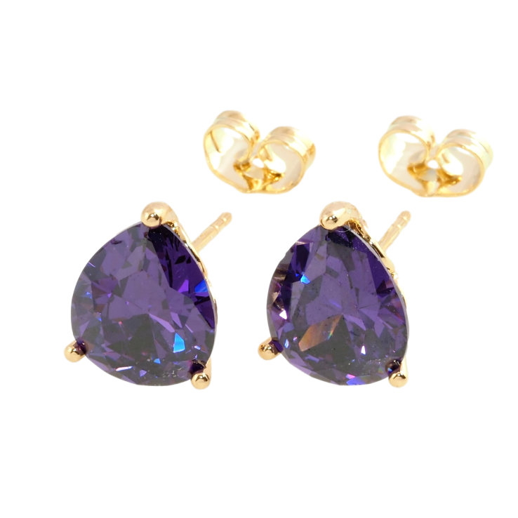Серьги Xuping Позолота 18K пусеты Фиолетовые грушевидные кристаллы фото №13