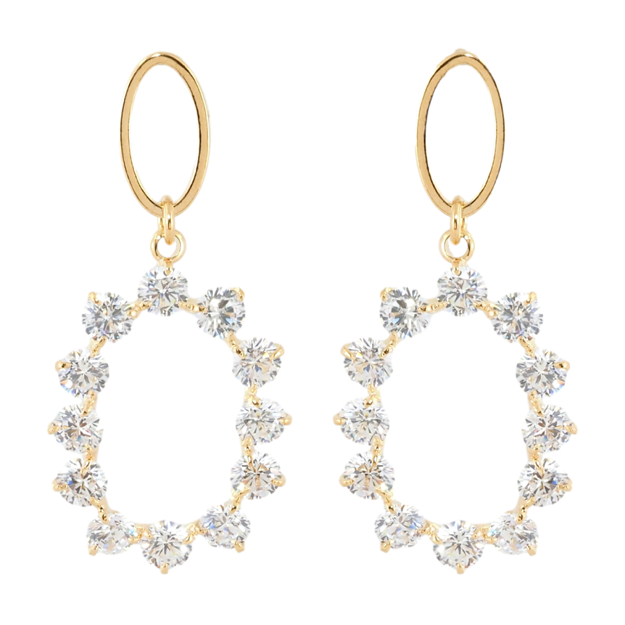 Серьги Xuping Позолота 18K пусеты Овальные подвески с круглыми кристаллами фото №1 Серьги Xuping Позолота 18K пусеты Овальные подвески с круглыми кристаллами фото №1