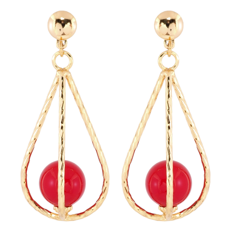 Серьги Xuping Позолота 18K пусеты Каплевидные подвески с красными шариками фото №8