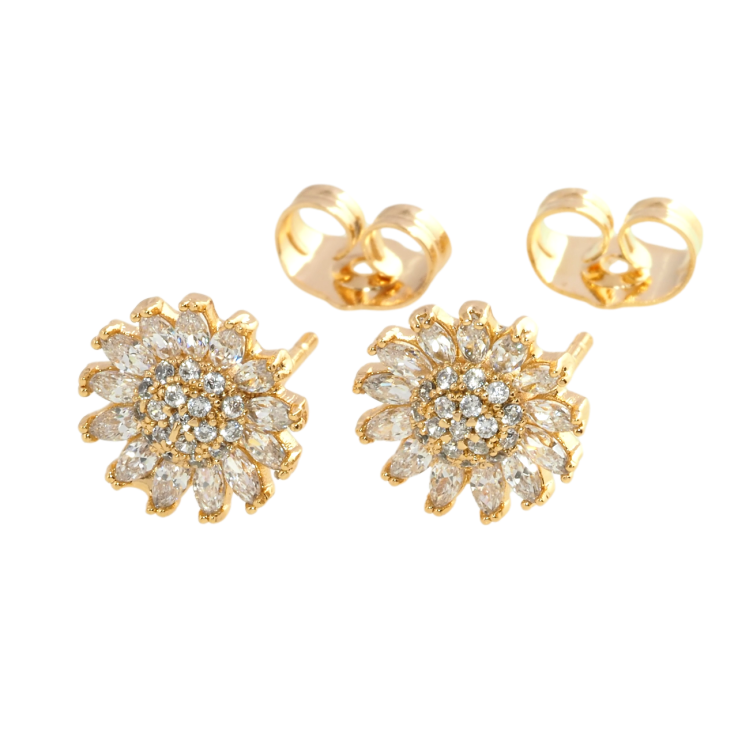 Серьги Xuping Позолота 18K пусеты Пышные кристальные цветочки ø 10мм фото №4 Серьги Xuping Позолота 18K пусеты Пышные кристальные цветочки ø 10мм фото №4