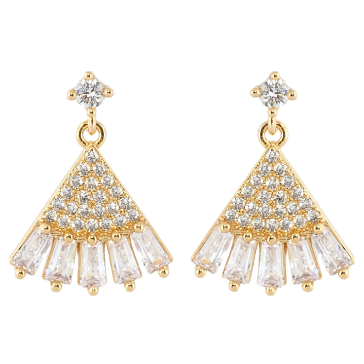 Серьги Xuping Позолота 18K пусеты Кристальный веер фото №17 Серьги Xuping Позолота 18K пусеты Кристальный веер фото №17