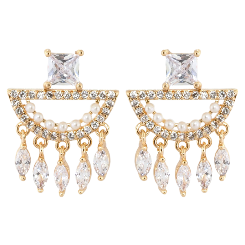 Серьги Xuping Позолота 18K пусеты Кристальный дождь фото №1