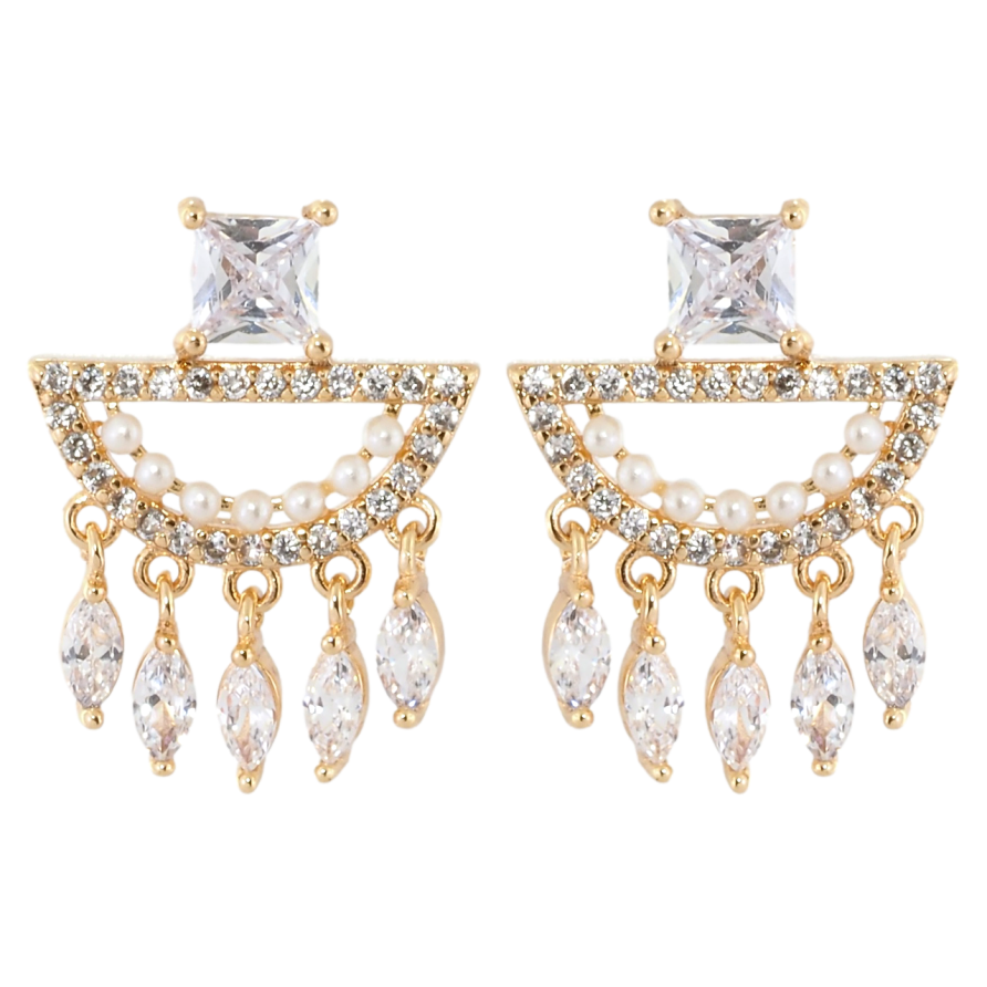 Серьги Xuping Позолота 18K пусеты Кристальный дождь фото №1