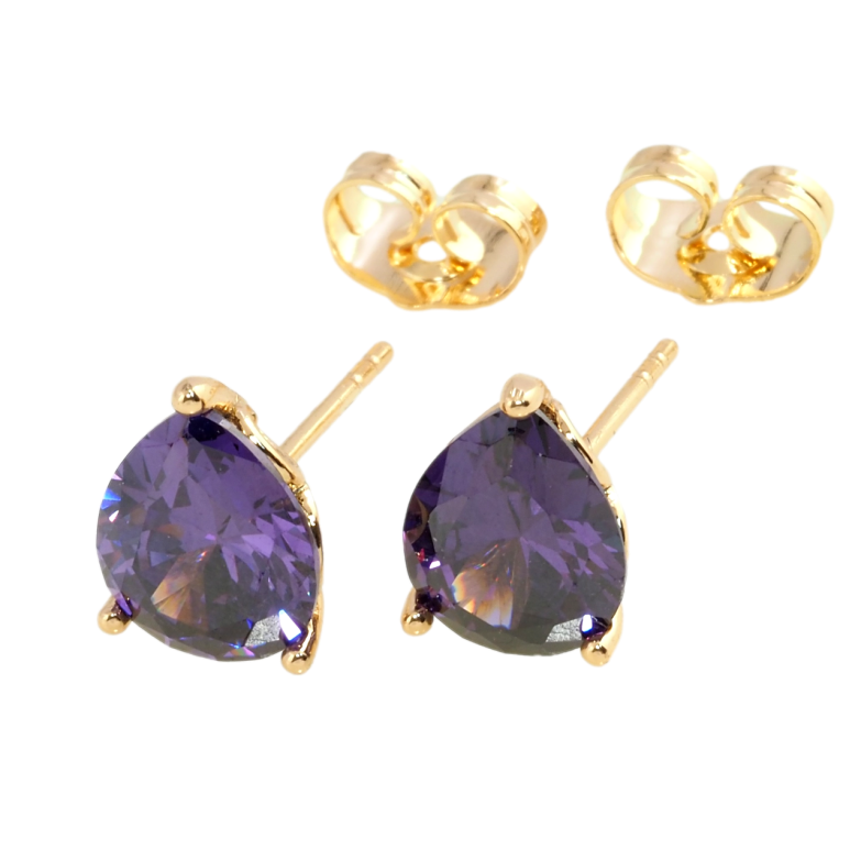 Сережки Xuping Позолота 18K пусети Бузкові кристальні крапельки фото №1 Сережки Xuping Позолота 18K пусети Бузкові кристальні крапельки фото №1