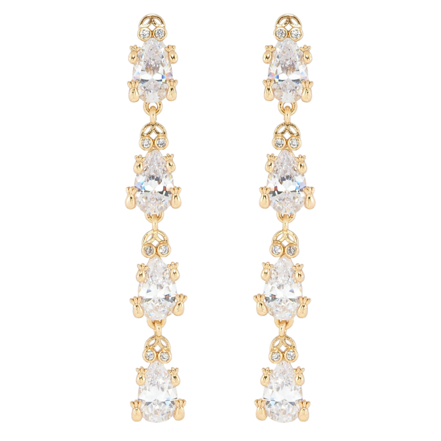 Сережки Xuping Позолота 18K пусети Кристальні жабенята фото №1 Сережки Xuping Позолота 18K пусети Кристальні жабенята фото №1