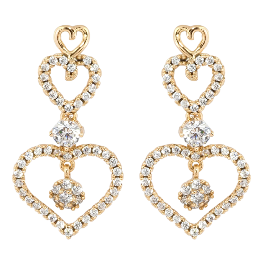 Сережки Xuping Позолота 18K пусети Романтика сердець з цирконієм фото №1 Сережки Xuping Позолота 18K пусети Романтика сердець з цирконієм фото №1