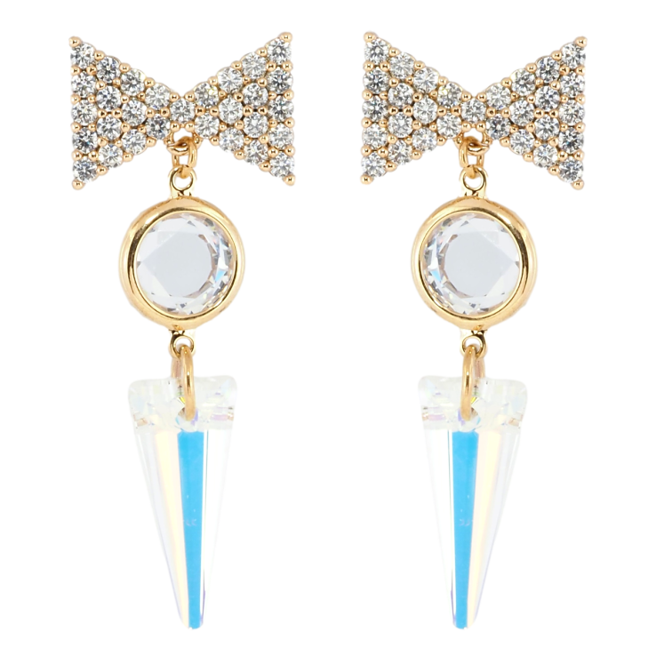 Серьги Xuping Позолота 18K пусеты Бантики с цирконием фото №5