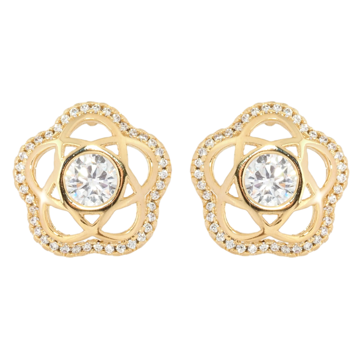 Сережки Xuping Позолота 18K пусети Квіточки з цирконієм фото №3 Сережки Xuping Позолота 18K пусети Квіточки з цирконієм фото №3
