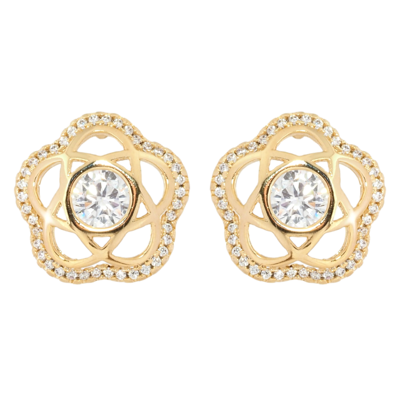 Сережки Xuping Позолота 18K пусети Квіточки з цирконієм фото №1