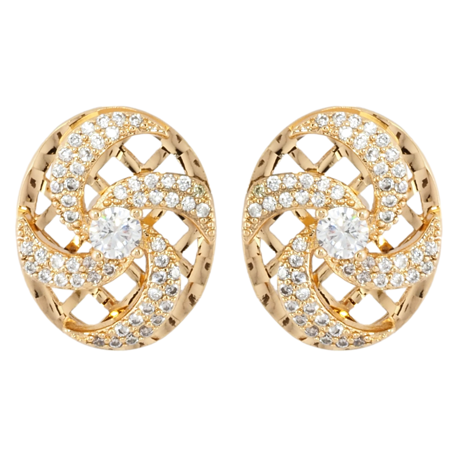 Сережки Xuping Позолота 18K пусети Декоративні овали з візерунком з цирконію фото №1