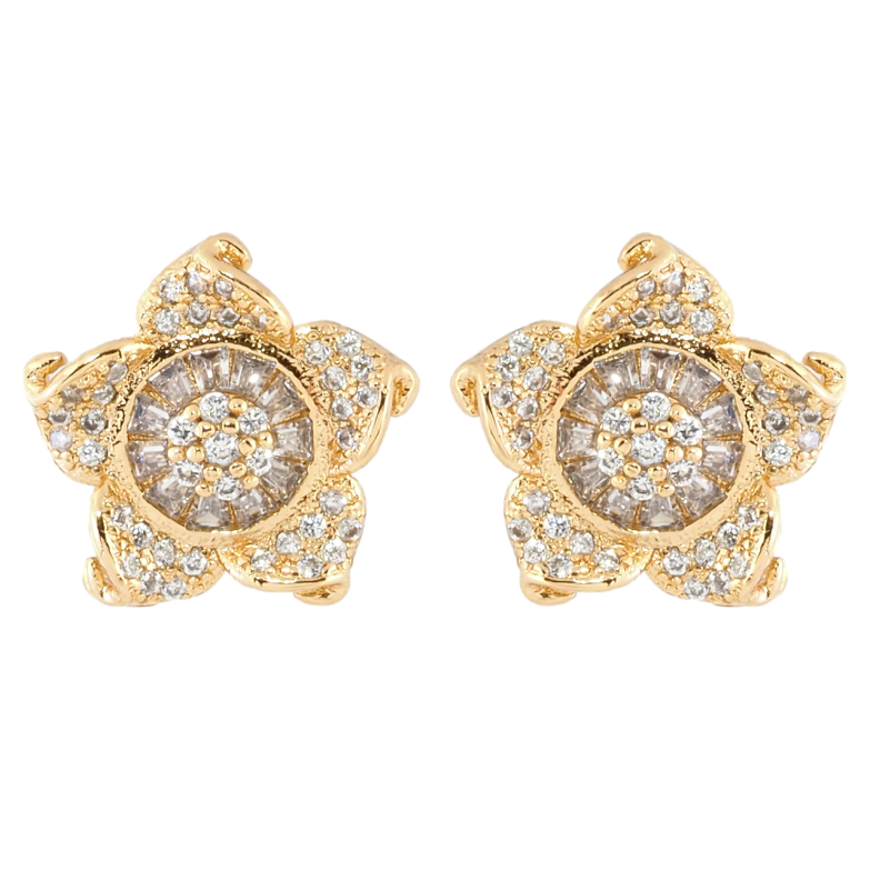 Серьги Xuping Позолота 18K пусеты Декоративный цветок с инкрустацией цирконием фото №1 Серьги Xuping Позолота 18K пусеты Декоративный цветок с инкрустацией цирконием фото №1