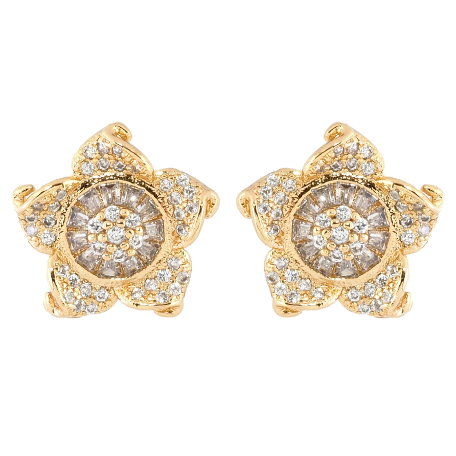 Сережки Xuping Позолота 18K пусети Декоративна квітка з інкрустацією цирконієм фото №1 Сережки Xuping Позолота 18K пусети Декоративна квітка з інкрустацією цирконієм фото №1