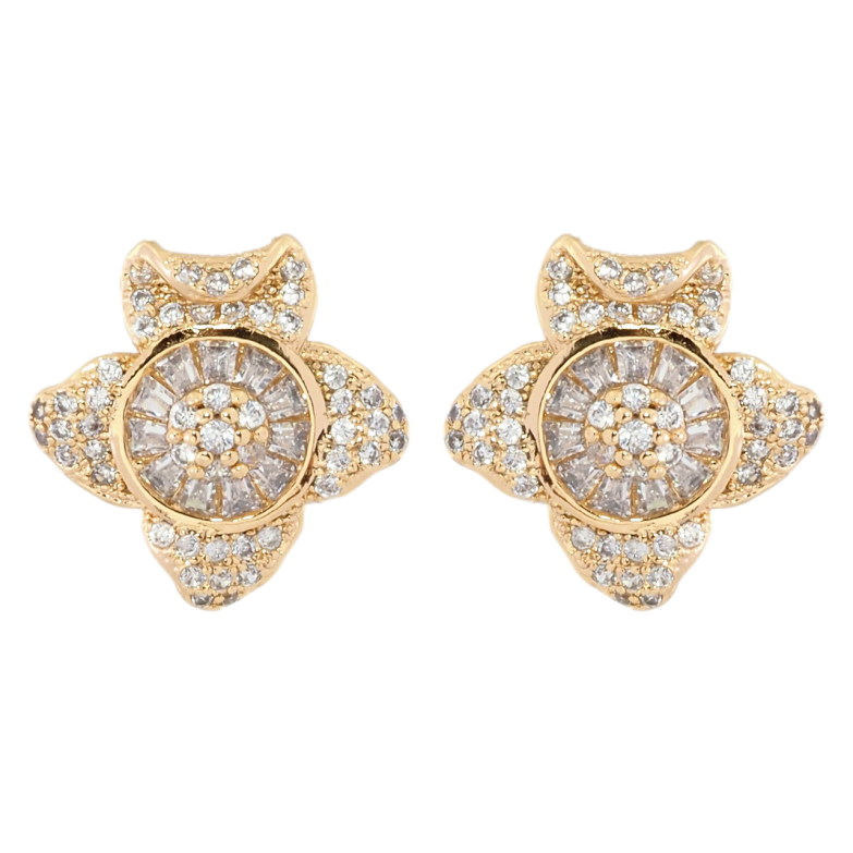 Серьги Xuping Позолота 18K пусеты Декоративный цветок с инкрустацией цирконием фото №1