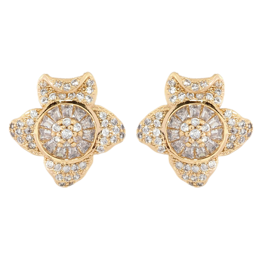 Сережки Xuping Позолота 18K пусети Декоративна квітка з інкрустацією цирконієм фото №1