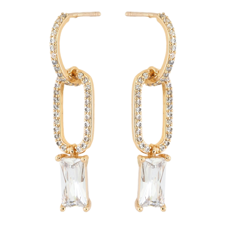 Сережки Xuping Позолота 18K пусети Овальні підвіски з інкрустацією цирконієм фото №1