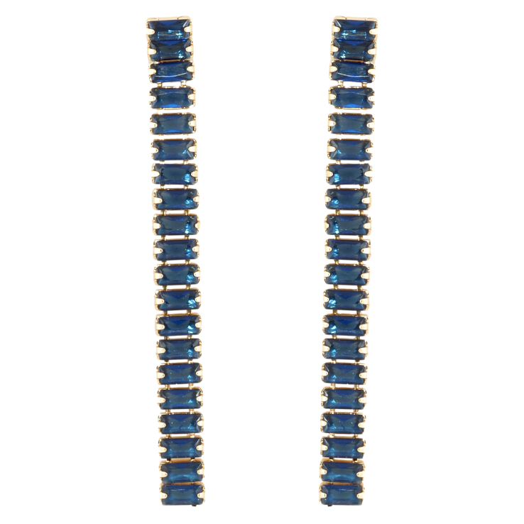 Серьги Xuping Позолота 18K пусеты Дорожки синих кристаллов фото №3 Серьги Xuping Позолота 18K пусеты Дорожки синих кристаллов фото №3