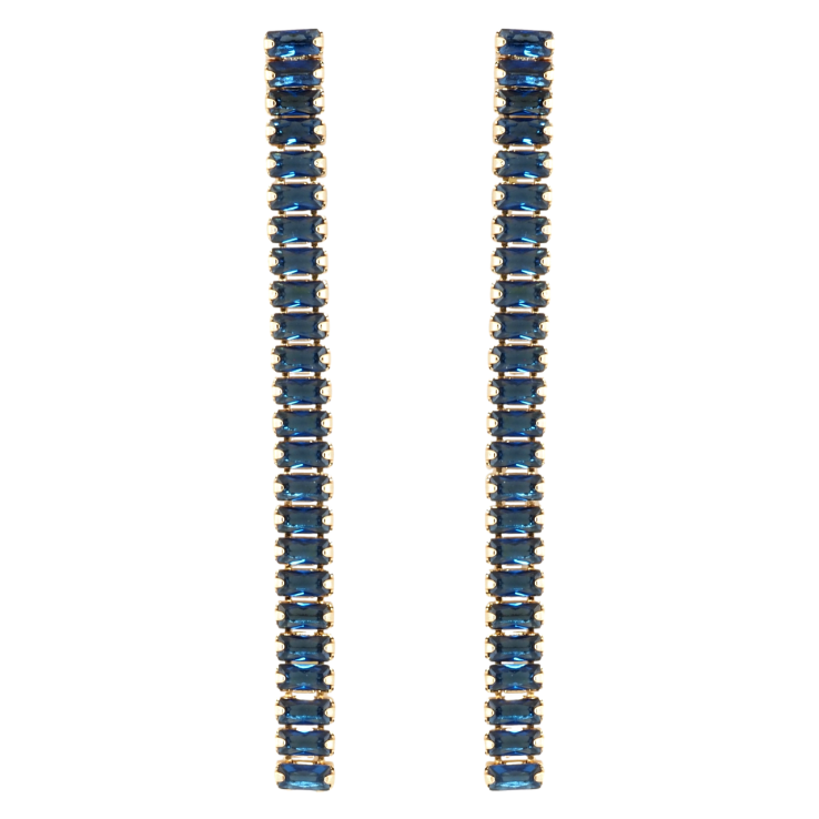 Серьги Xuping Позолота 18K пусеты Дорожки синих кристаллов фото №24