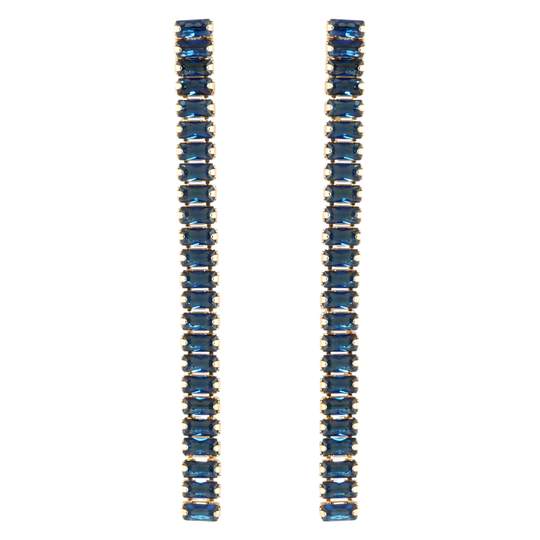 Серьги Xuping Позолота 18K пусеты Дорожки синих кристаллов фото №1 Серьги Xuping Позолота 18K пусеты Дорожки синих кристаллов фото №1