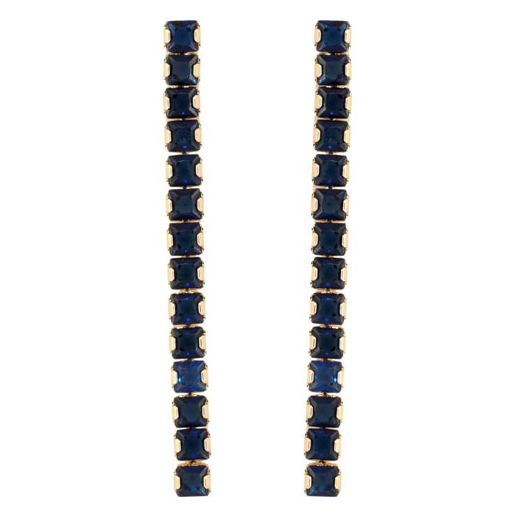 Серьги Xuping Позолота 18K пусеты Дорожки синих кристаллов фото №25
