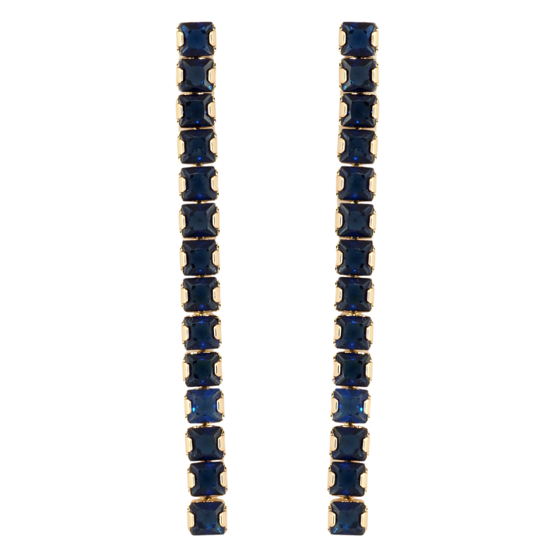 Сережки Xuping Позолота 18K пусети Доріжки синіх кристалів фото №1 Сережки Xuping Позолота 18K пусети Доріжки синіх кристалів фото №1