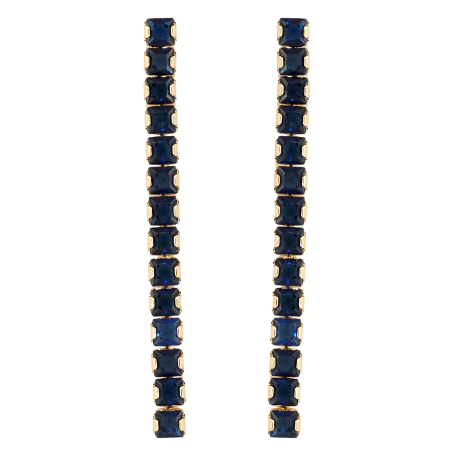 Серьги Xuping Позолота 18K пусеты Дорожки синих кристаллов фото №1