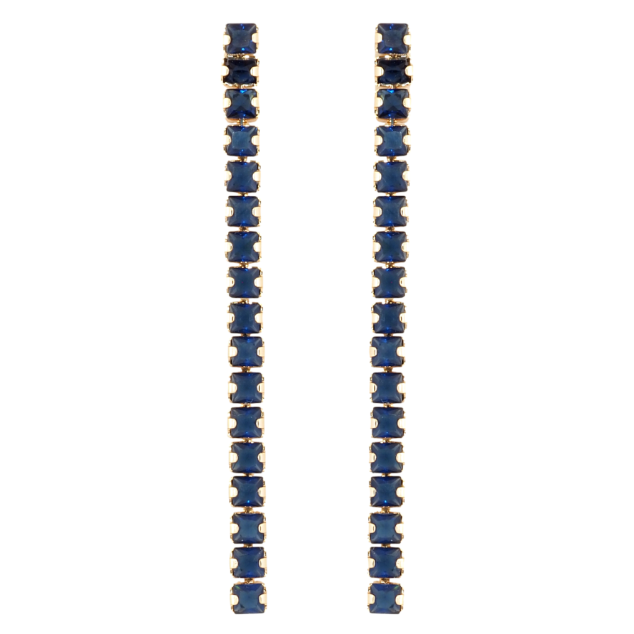 Серьги Xuping Позолота 18K пусеты Дорожки синих кристаллов фото №1 Серьги Xuping Позолота 18K пусеты Дорожки синих кристаллов фото №1